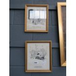 Pair of framed and glazed comical prints involving children