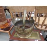 Brass finished coal scuttle