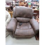 Brown leather effect electric reclining armchair