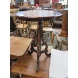 Carved Edwardian tripod side table