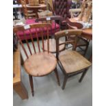 2 stick back chairs plus a bentwood chair