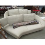 5204 - Cream leather effect sofa in 2 sections