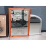Southern Comfort advertising mirror plus an overmantle in silver painted frame