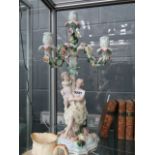 German Sitzendorf figural porcelain candelabra