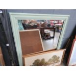 Rectangular mirror in green painted frame