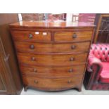 Victorian bow fronted chest of 2 over 4 drawers