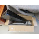 Box containing 4 modern Shibayama panels plus a Tiffany style table lamp