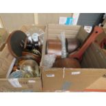 2 boxes containing mantle and wall clocks