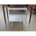 White painted bedside cabinet with shelf and single drawer