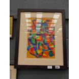 Abstract painting with multicoloured cubes