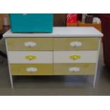 Melamine and painted chest of 6 drawers