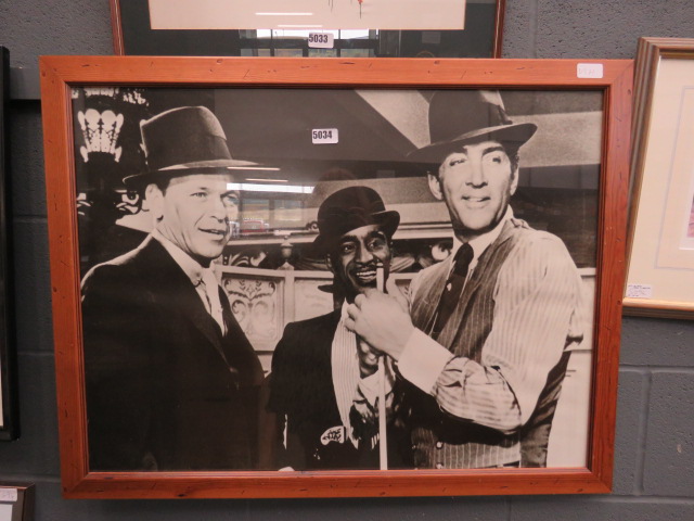 Framed and glazed photographic print featuring 3 members of the Hollywood Rat Pack