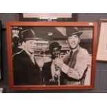 Framed and glazed photographic print featuring 3 members of the Hollywood Rat Pack