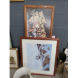 Quantity of prints inc. The Loving Couple, Bluebells, Teddy bears, portrait of a lady and Tiger