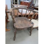 Elm seated bow back armchair