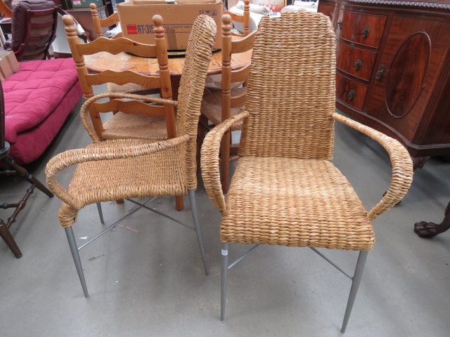Pair of woven carver chairs