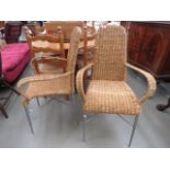 Pair of woven carver chairs