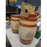 2 stoneware rum barrels