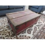Red painted pine travelling case