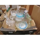Box containing decanters and general glassware