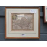 Framed and glazed map of Dorset