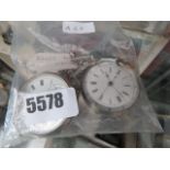 2 silver cased fob watches