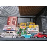 Cage containing Vanguard, Dinky and Corgi toys