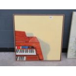 5019 - Oil on board of an electric organ