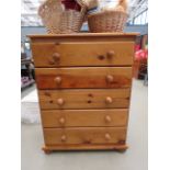 Pine chest of 5 drawers