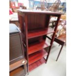 Darkwood open bookcase plus side table with shelf and drawer