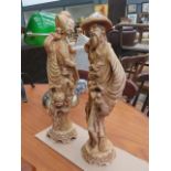 Pair of resin Chinese figures