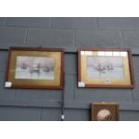 Pair of framed and glazed prints of fishing boats