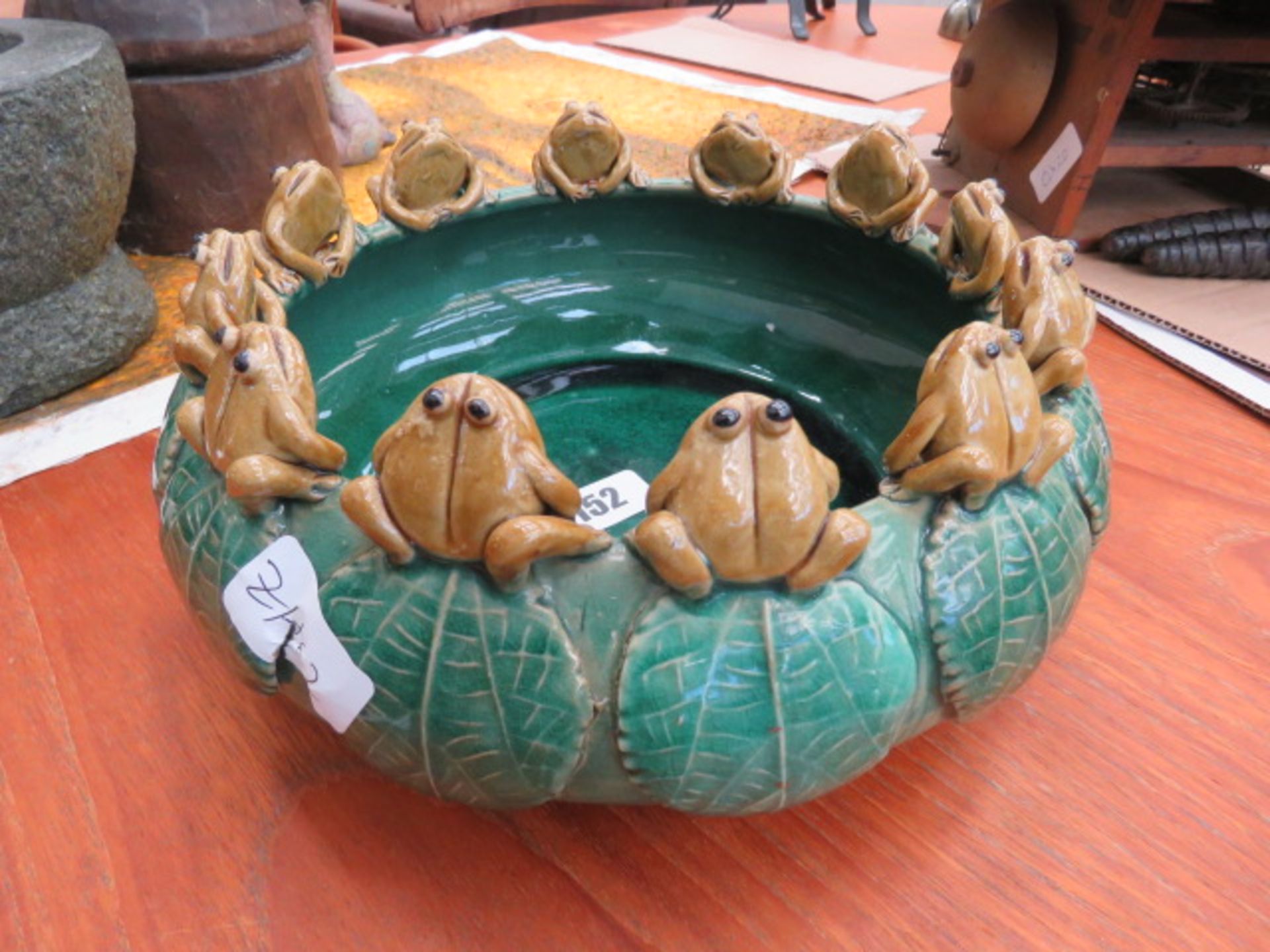 Frog and lily pad patterned bowl