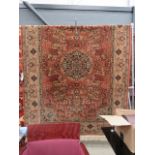 (5) 1.7 x 2.4m red and brown floral carpet