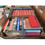 2 boxes containing encyclopedia, dictionaries and antique guides