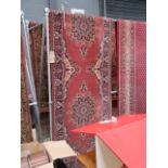 (4) Pink floral carpet runner