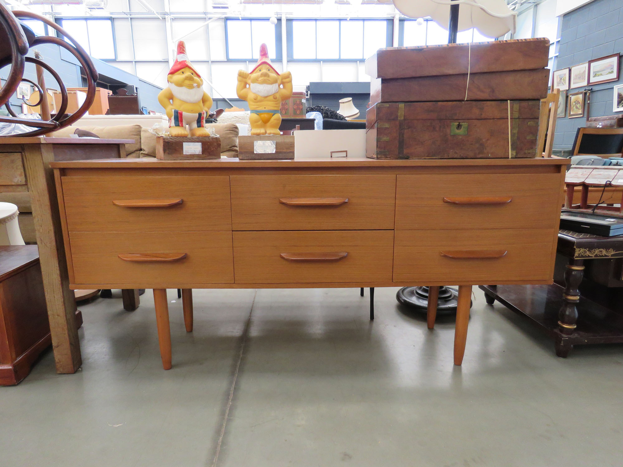 Teak 6 drawer sideboard