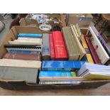 Box containing quantity of books incl. dictionaries, gardening encylopaedia, History of Wine,