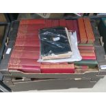 2 boxes containing the works of Charles Dickens plus travel guides and reference books
