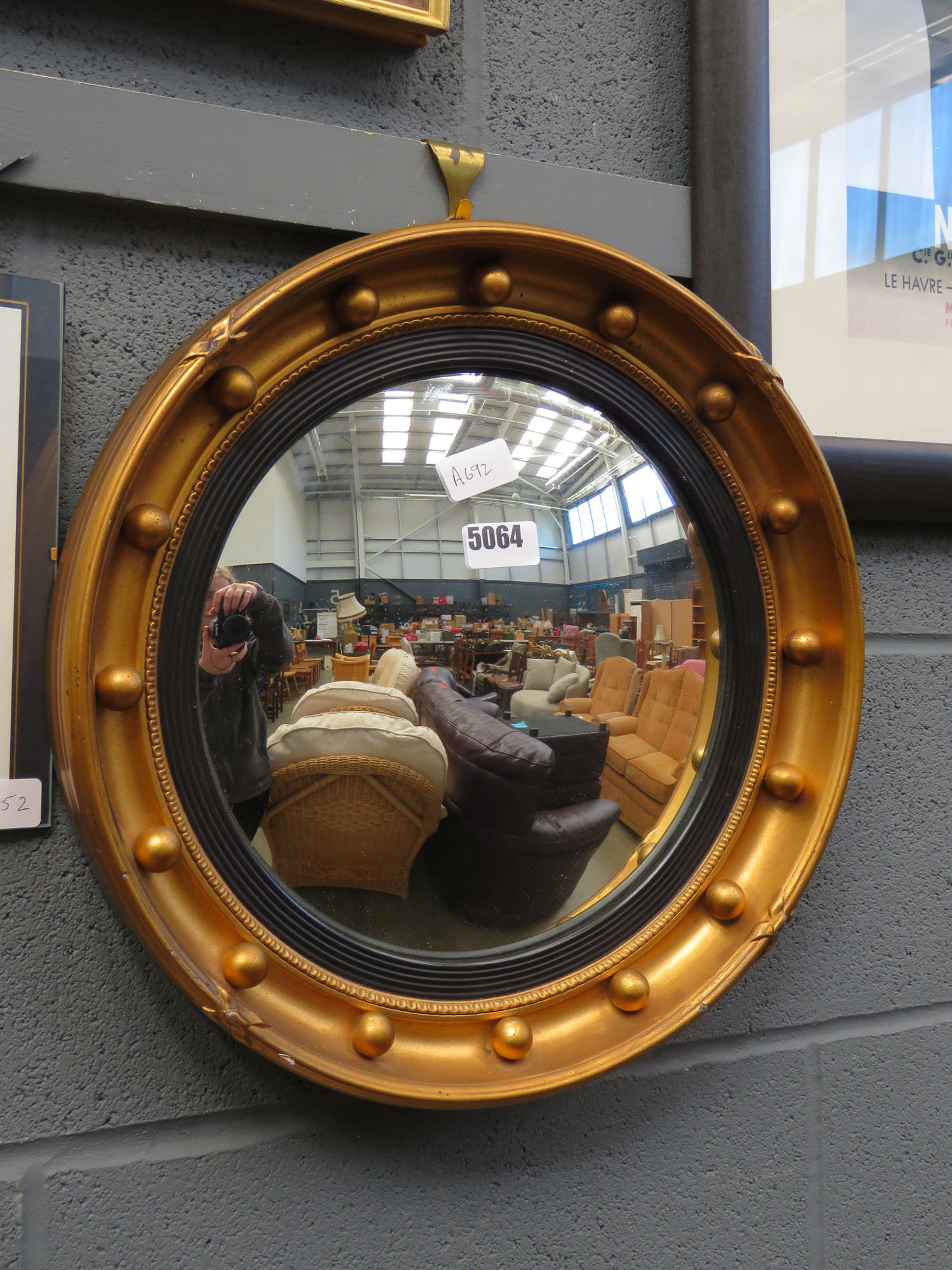 Convex port hole mirror