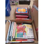 2 boxes containing childrens books and novels