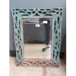 Rectangular mirror in carved wooden frame