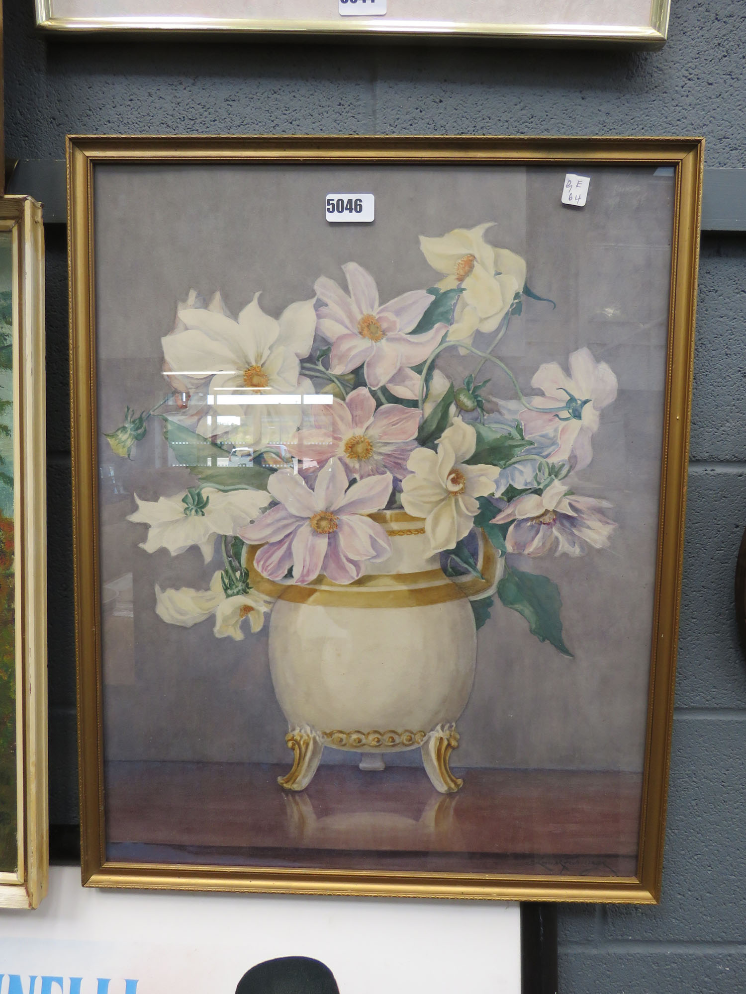 Watercolour; still life with flowers and vase