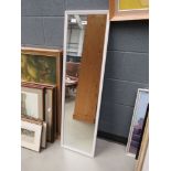 Narrow rectangular mirro in white painted frame