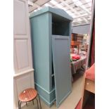 Blue painted single door wardrobe