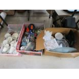 4 boxes containing general crockery, ornaments, glassware and jewellery boxes