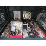 Cage containing a large quantity of costume jewellery