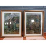 Pair of framed and glazed prints of the courting couple