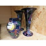 3 fruit patterned vases