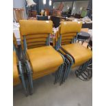 10 mustard leather effect and metal stacking chairs